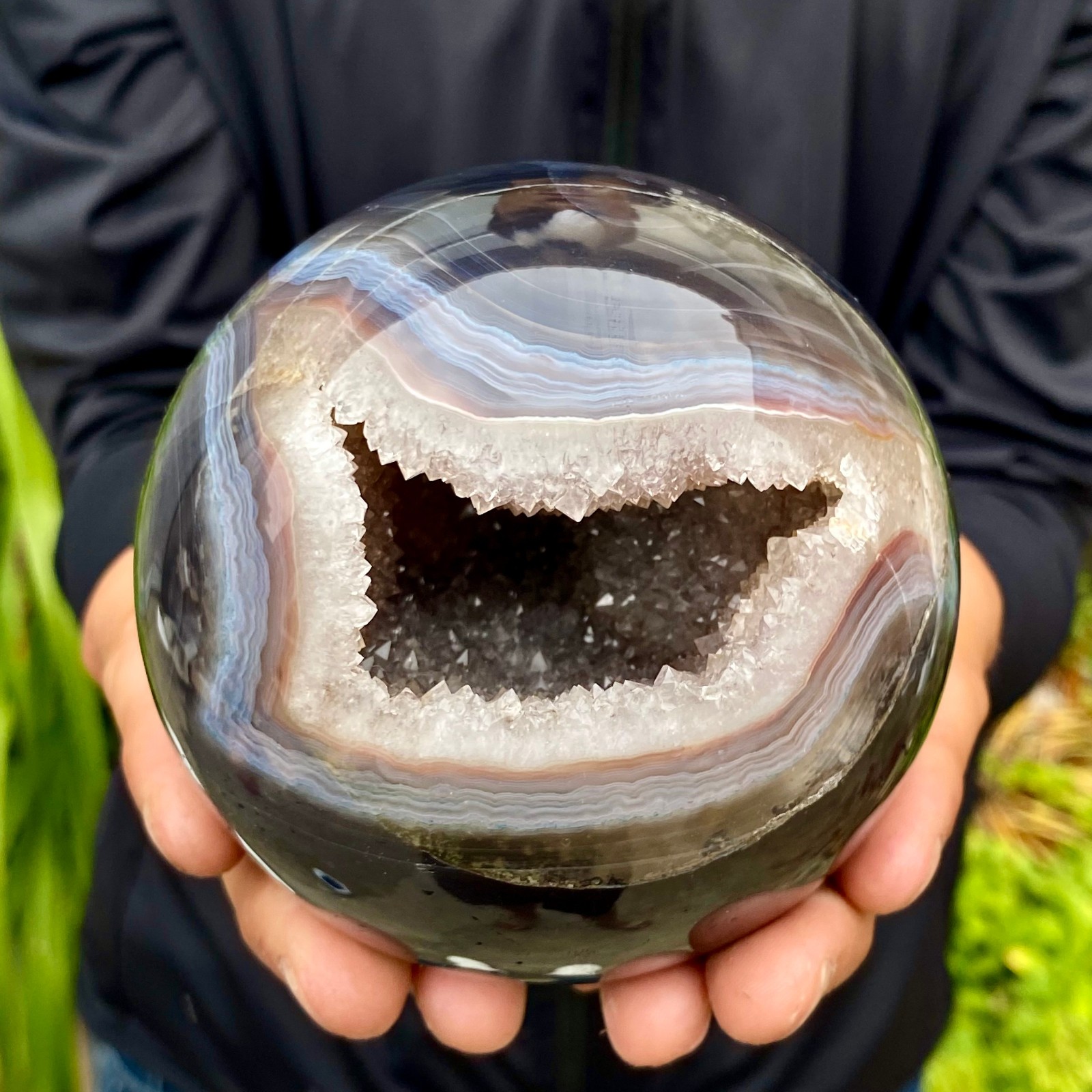 2.42LB Natural Agate Opening Smile Quartz Cluster Crystal Specimen Heal
