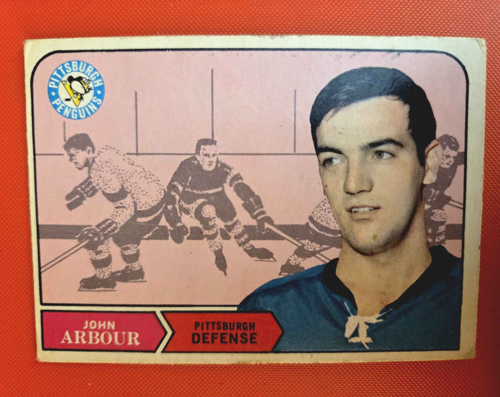 1968-69 O-Pee-Chee #189  JOHN ARBOUR RC Pittsburgh Penguins EX+ Nice Condition