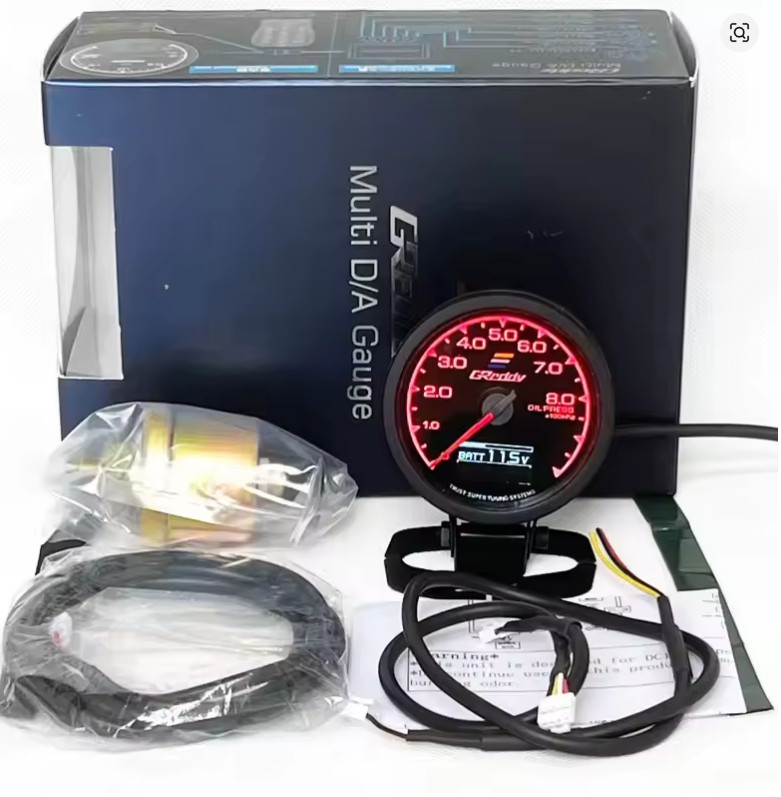 Greddy Digital Oil Pressure Gauge 62mm Black/Red Face Meter LED JDM