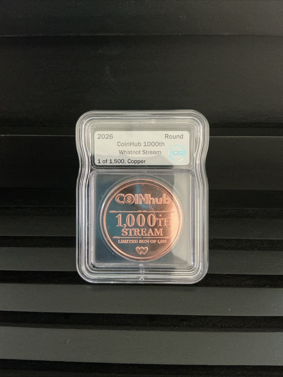 ICG 2026 COINhub 1000th Stream Whatnot Copper Round Coin ICG 2026 COINhub 1000th Stream Whatnot Copper Round Coin