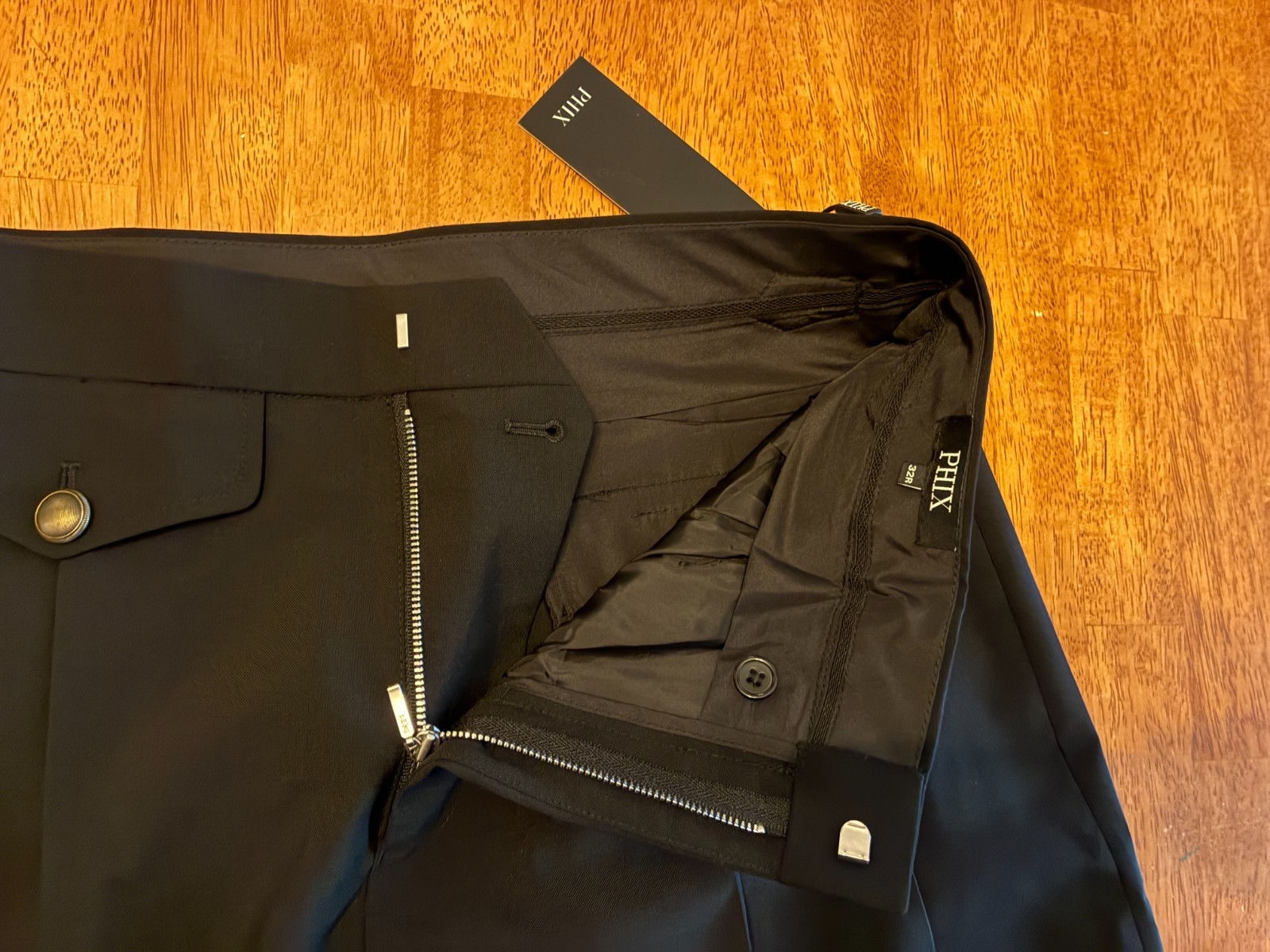 NWT Phix Black High Waisted Side Buckle Flare Trousers 32R NWT Phix Black High Waisted Side Buckle Flare Trousers 32R