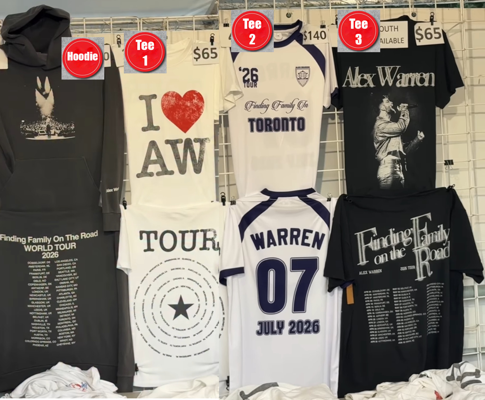 Alex Warren Finding Family on the Road Tour 2026 Toronto Merch, T-shirt Reprint
