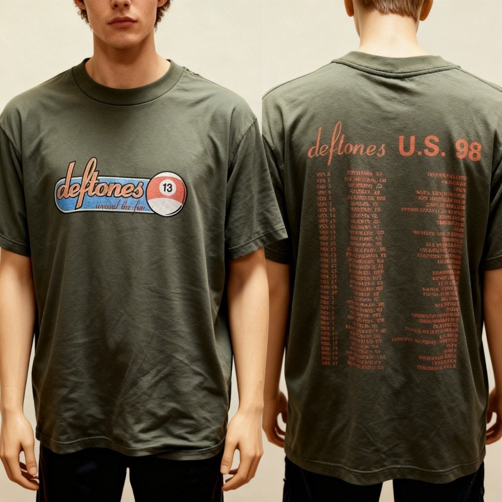 98 Around the Fur Tour Deftones Short sleeve 2 sided T shirt Unisex