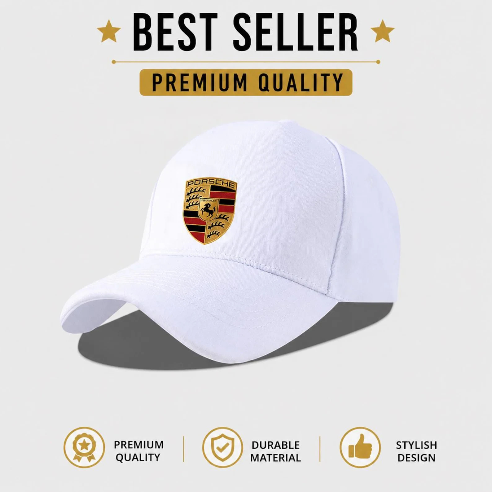 Cap Porsche Adjustable Baseball – White Unisex Motorsport Hat choice of Car Love