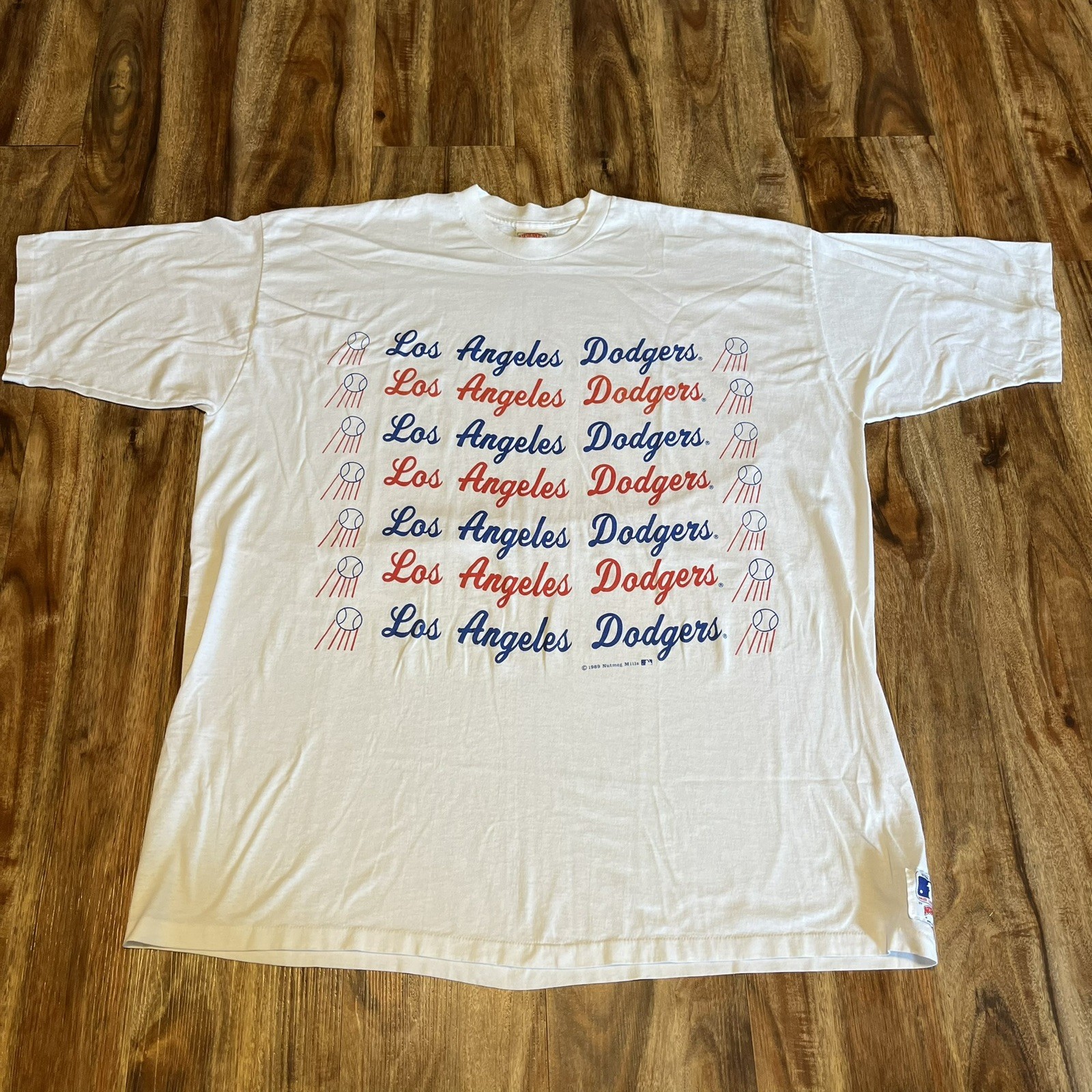 🔥VTG 1989 WHITE Los Angeles Dodgers RK T Shirt 2-3XL NUTMEG 🔥