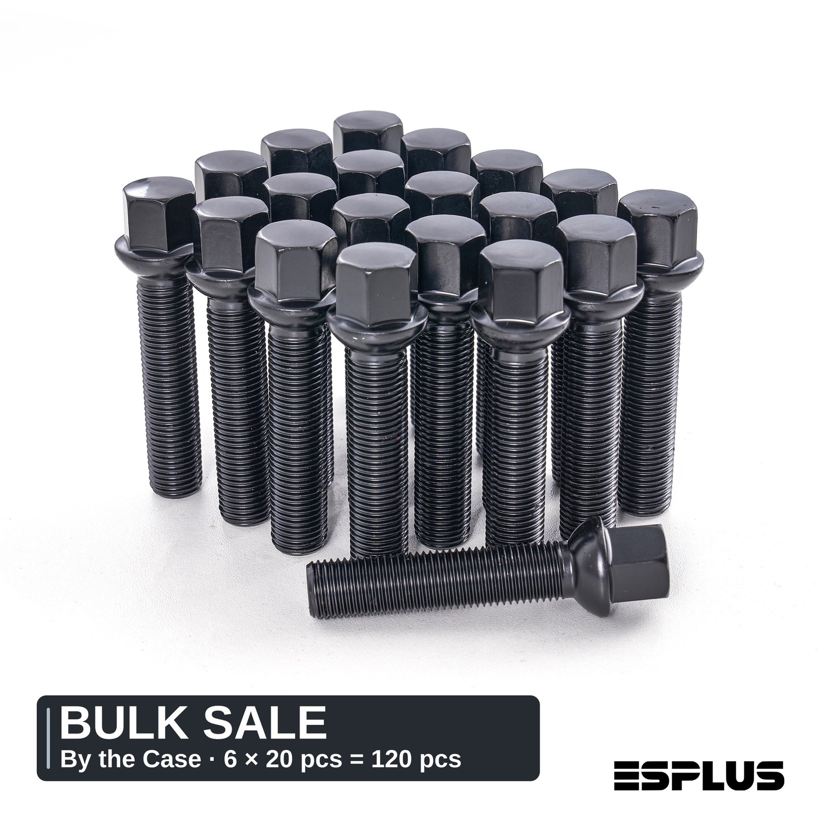 120 Pcs Black M14x1.5 17mm Hex Ball Seat Lug Bolts Bulk 6 Boxes x 20