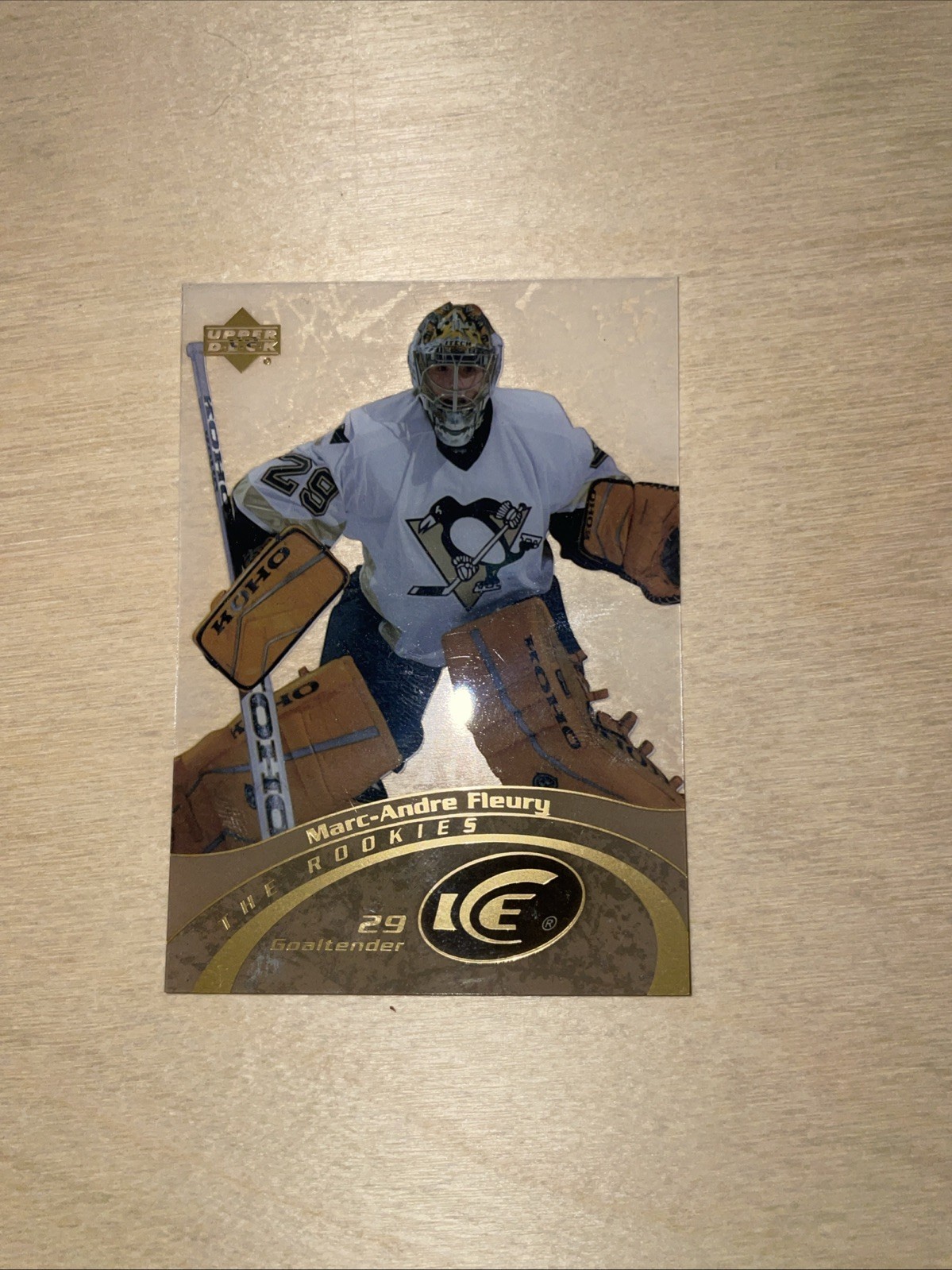 2003-04 Upper Deck Ice #90 Marc-Andre Fleury Rookie Sample 2003-04 Upper Deck Ice #90 Marc-Andre Fleury Rookie Sample