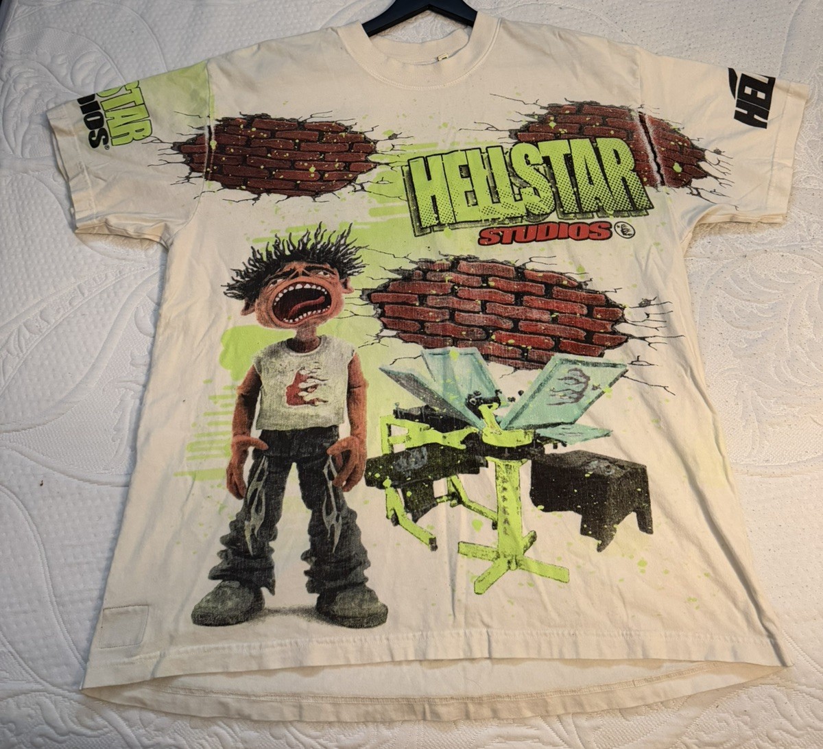HELLSTAR Studios Brick Wall T-Shirt White Sz L HELLSTAR Studios Brick Wall T-Shirt White Sz L