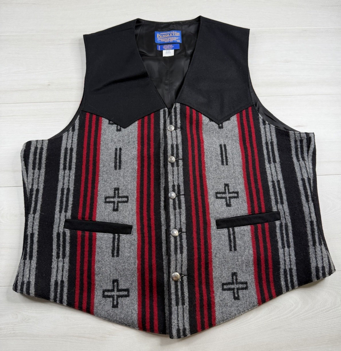 Vtg Pendleton Vest High Grade Western Wear Navajo Aztec Geometric USA Made 46 XL