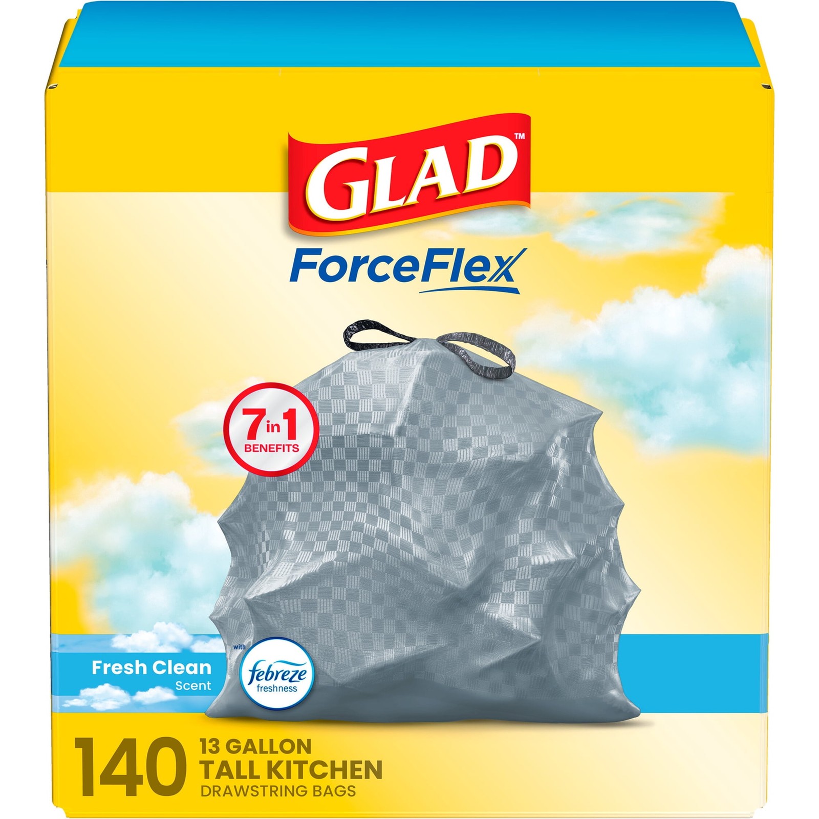 Glad ForceFlex 13 Gal Febreze Fresh Trash Bags 140ct