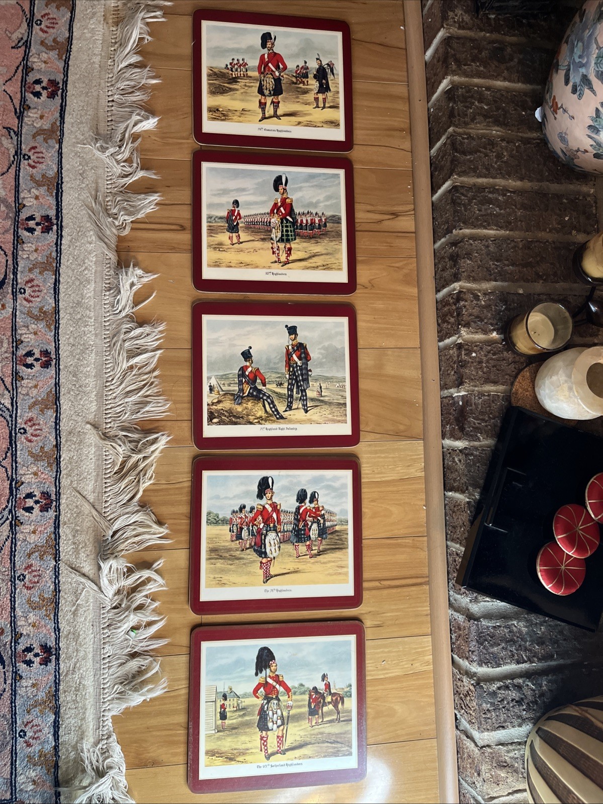 Vintage Pimpernel Scottish Highland Regiment Placemats Set 5 Cork Back England
