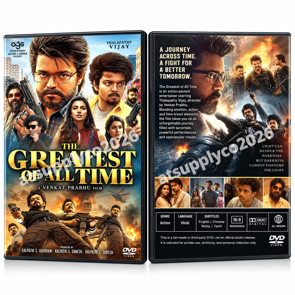The Greatest Of All Time (GOAT) DVD 2024 Tamil Movie Vijay Eng Sub