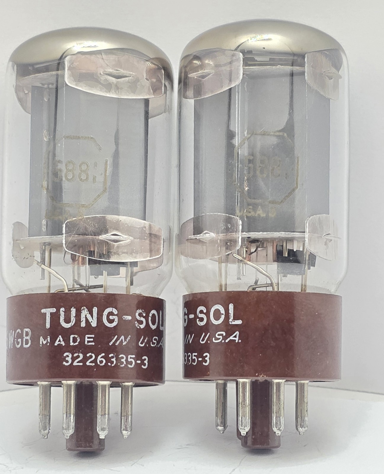 (2) TungSol 5881 6L6WGB Vacuum Tubes Brown Bases Amplitrex Tested 100% #115KH
