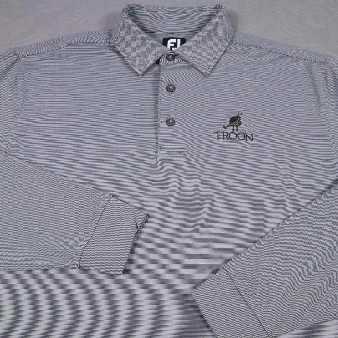 Troon North Golf Course FootJoy FJ Polo Shirt Mens Large Gray Stripe Tech L/S