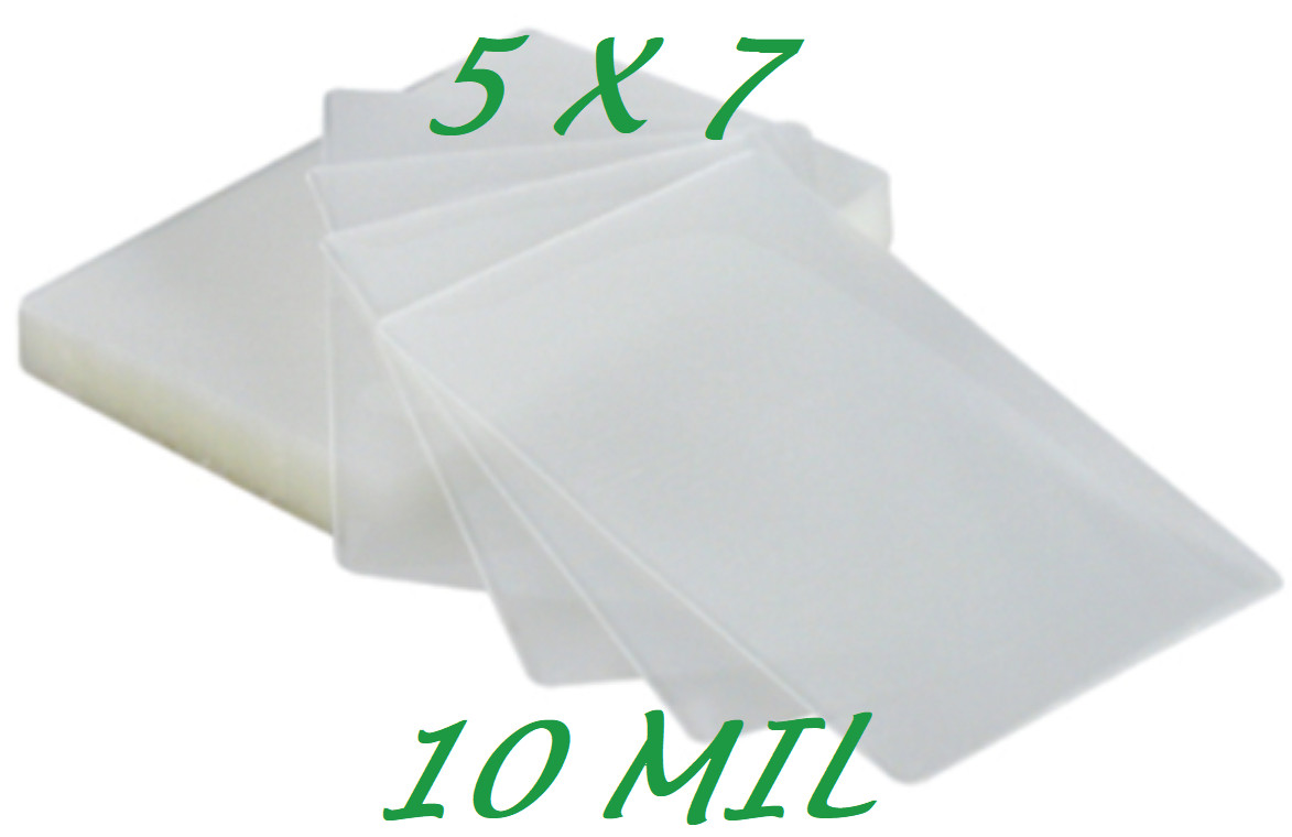 5 x 7 500 10 Mil Laminating Pouches Sleeves 5-1/4 x 7-1/4 photo X-Clear