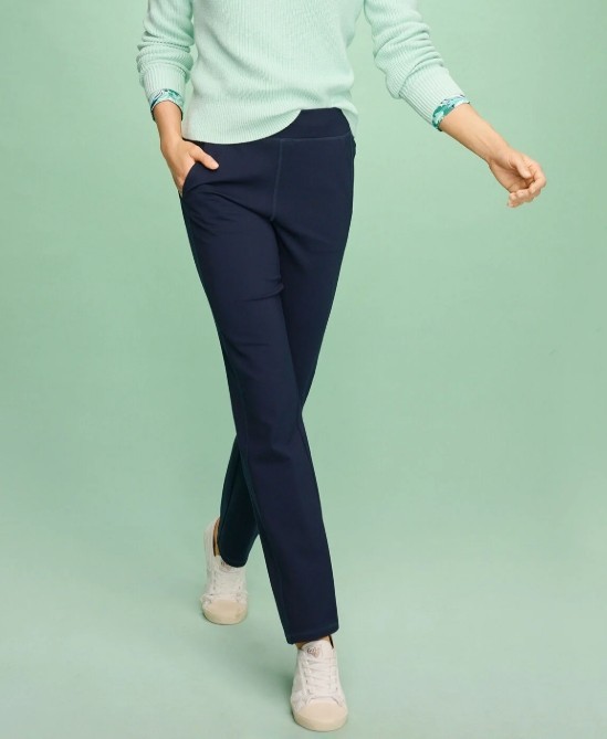 Talbots Plus Size Navy Stretch Straight Leg Ankle Pull-On Pants 2X
