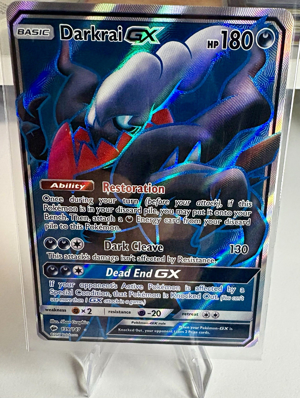 Pokemon Darkrai GX Full Art 139/147 SM Burning Shadows Holo Ultra Rare ENG Pokemon Darkrai GX Full Art 139/147 SM Burning Shadows Holo Ultra Rare ENG