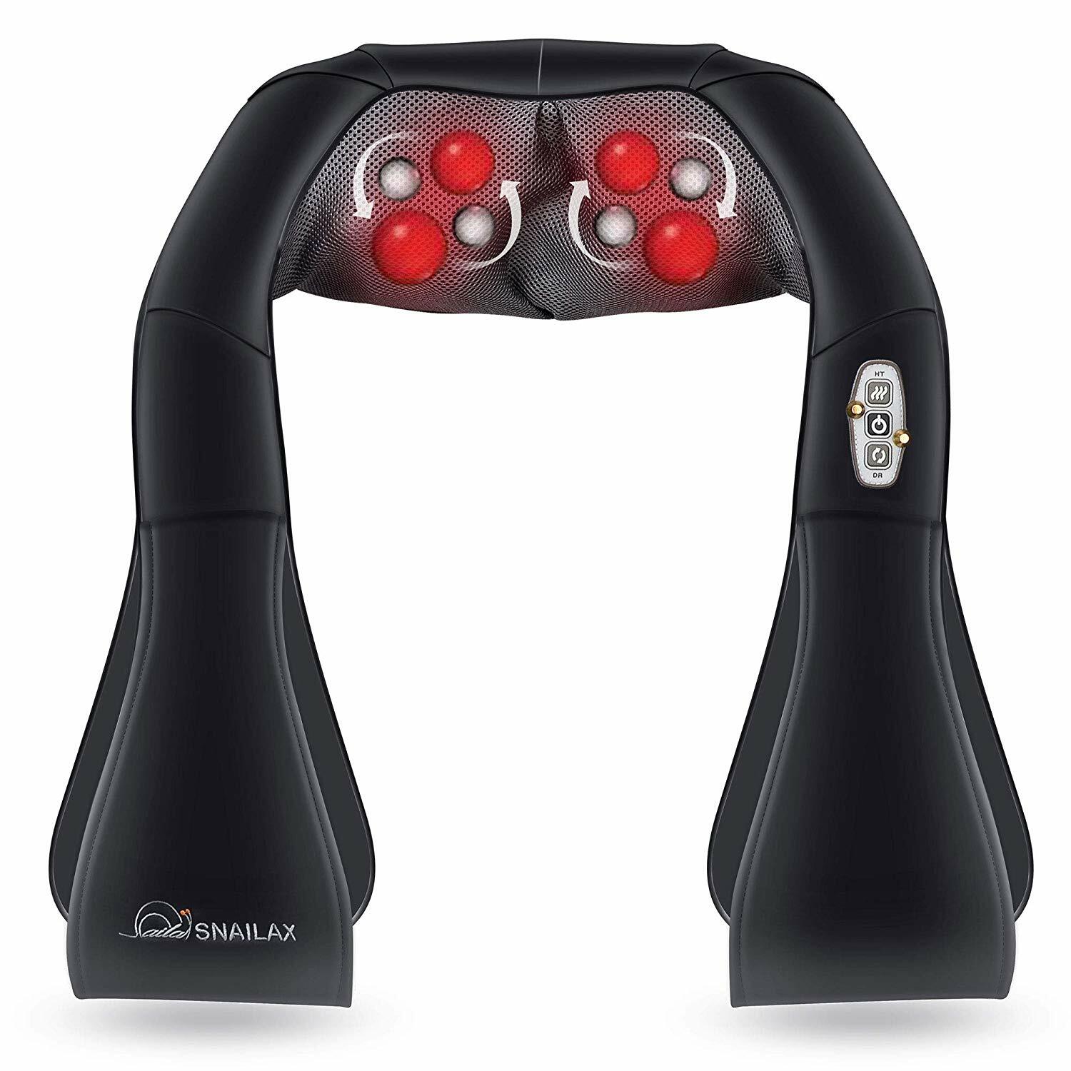Snailax Shiatsu Neck Massager, 3D Deep Kneading Shoulder Massager with Heat