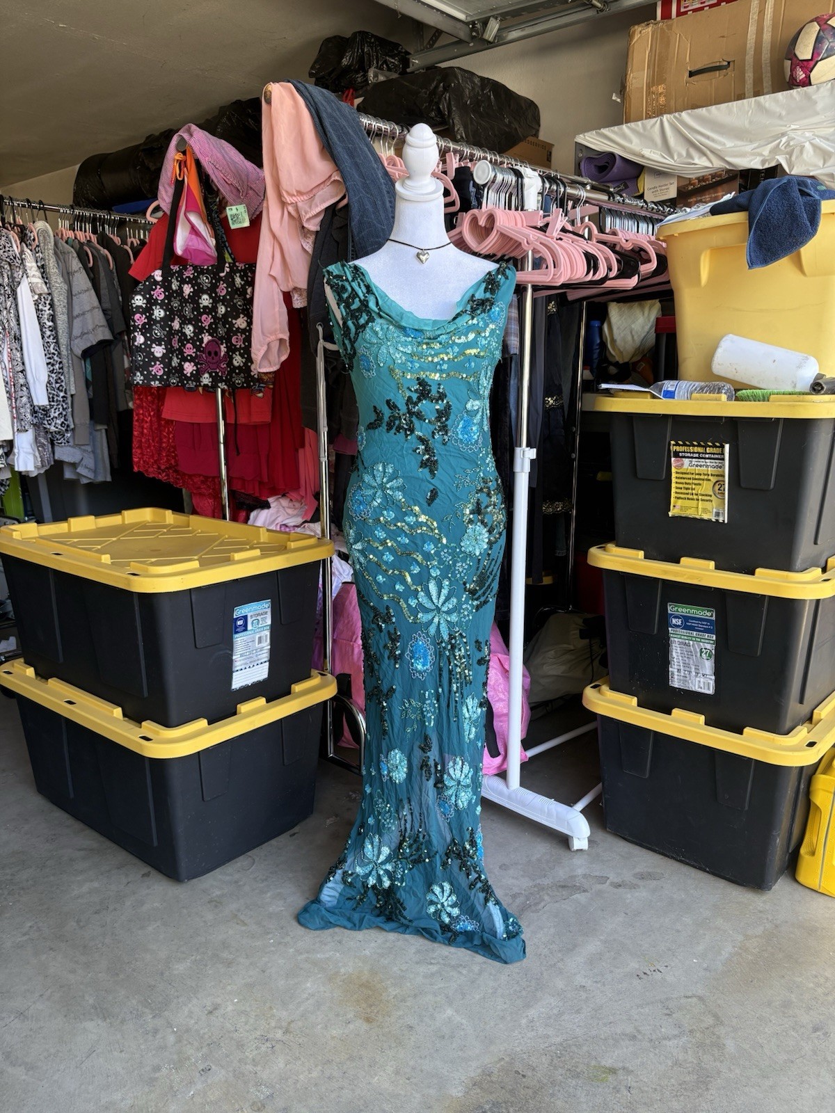 Sue Wong Nocturne Vintage 90s Silk Beaded Gown, Blue Size 2, XS