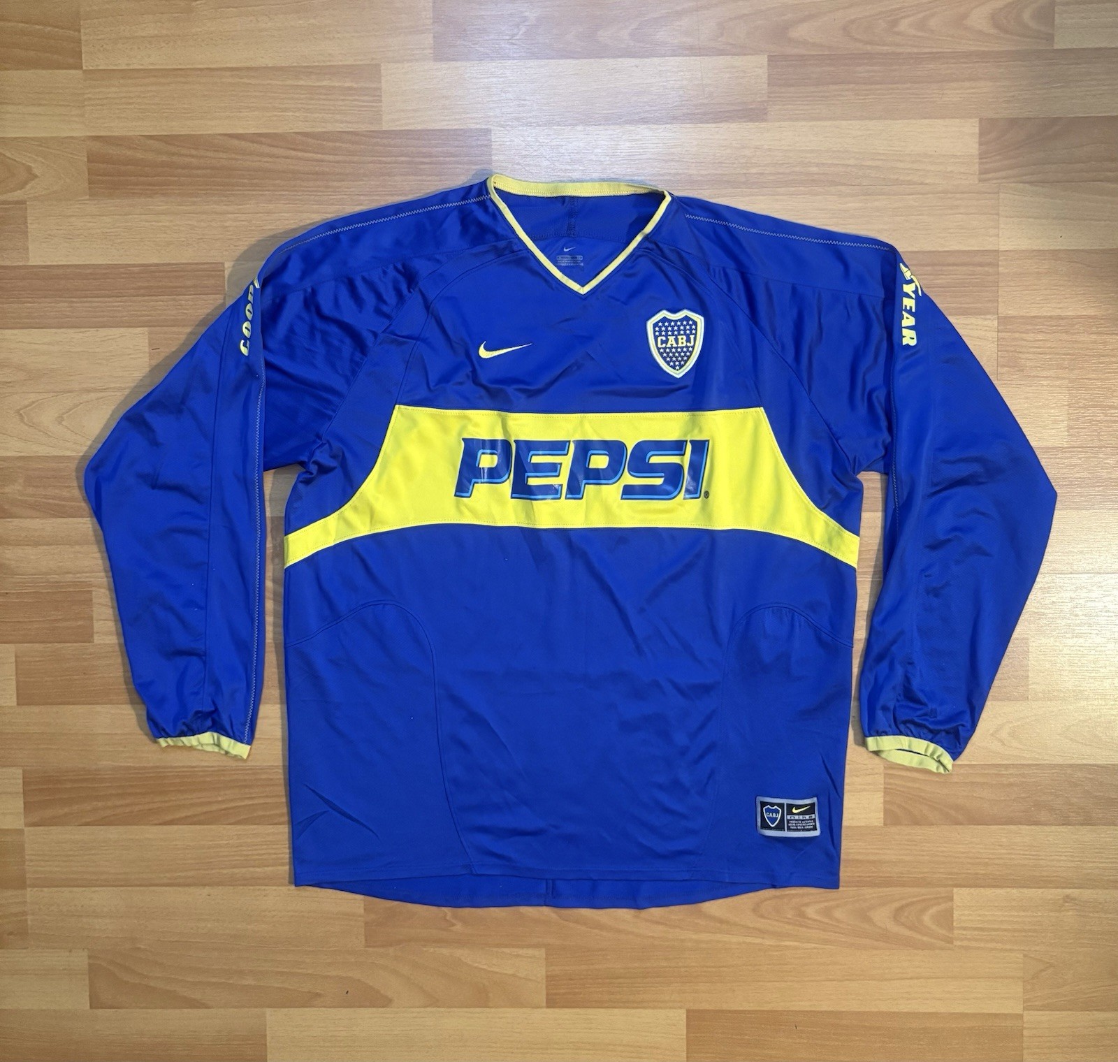 Boca Juniors 2003-04 Nike Home Jersey Long Sleeve Pepsi Argentina Soccer Men XL