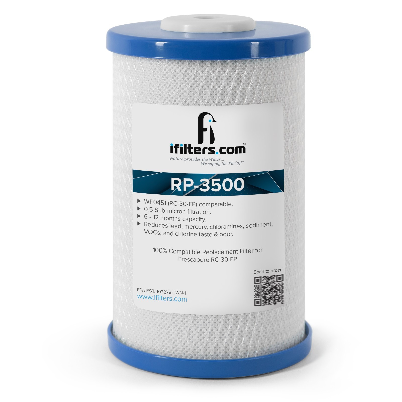 RP-3500 Replacement Water Filter, 1000 Gal, Compatible with Frescapure 3500