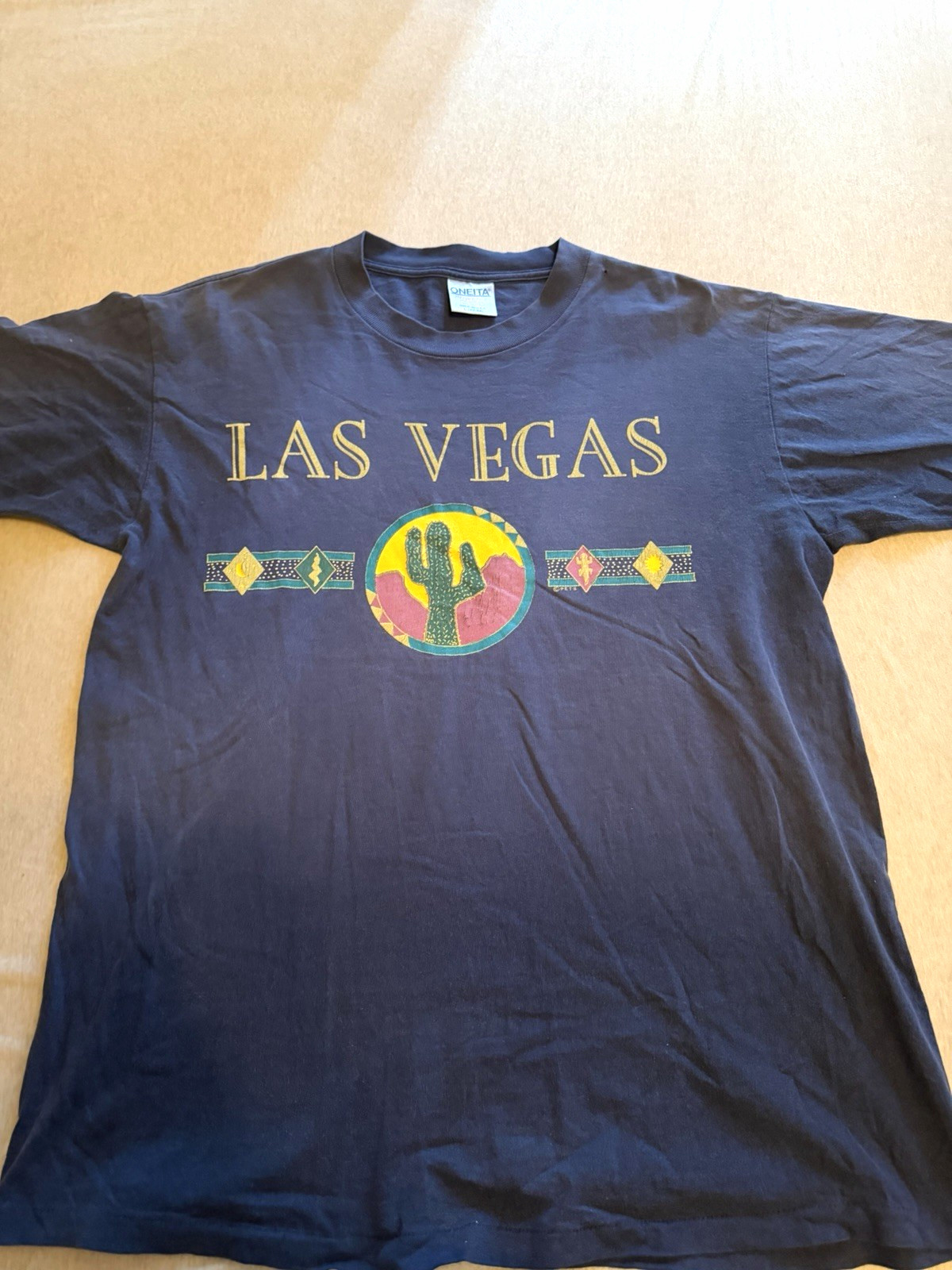 SINGLE STITCH Vintage Oneita Power-T Las Vegas Cactus Graphic Tee, SIZE LARGE