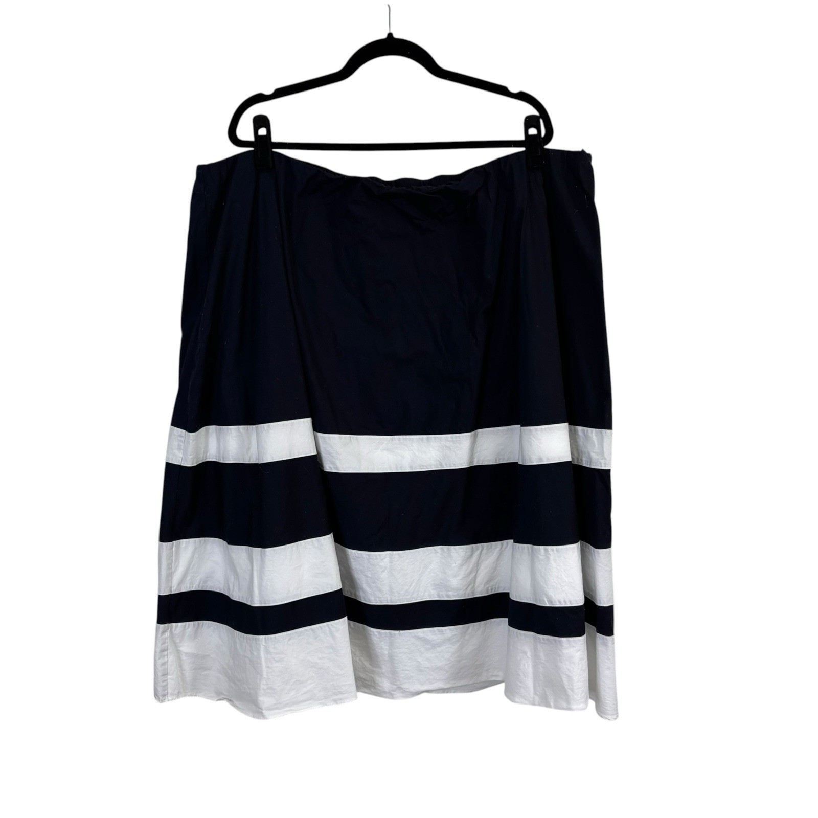 Dialogue Midi Skirt Plus 3X Navy Blue White Sailor Stripe Nautical Dialogue Midi Skirt Plus 3X Navy Blue White Sailor Stripe Nautical