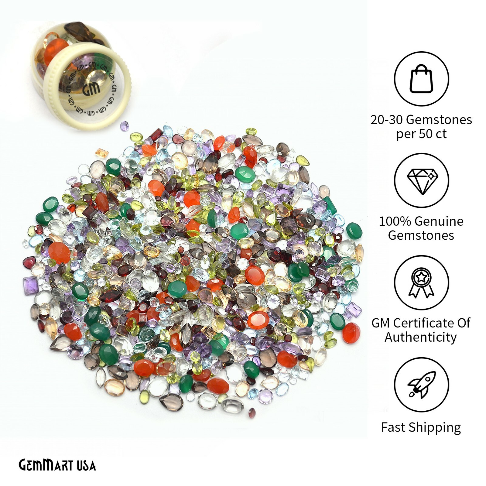 Wholesale Mixed AAA Gemstones, 100% Natural Semi-Precious Loose Gems, 6-12mm