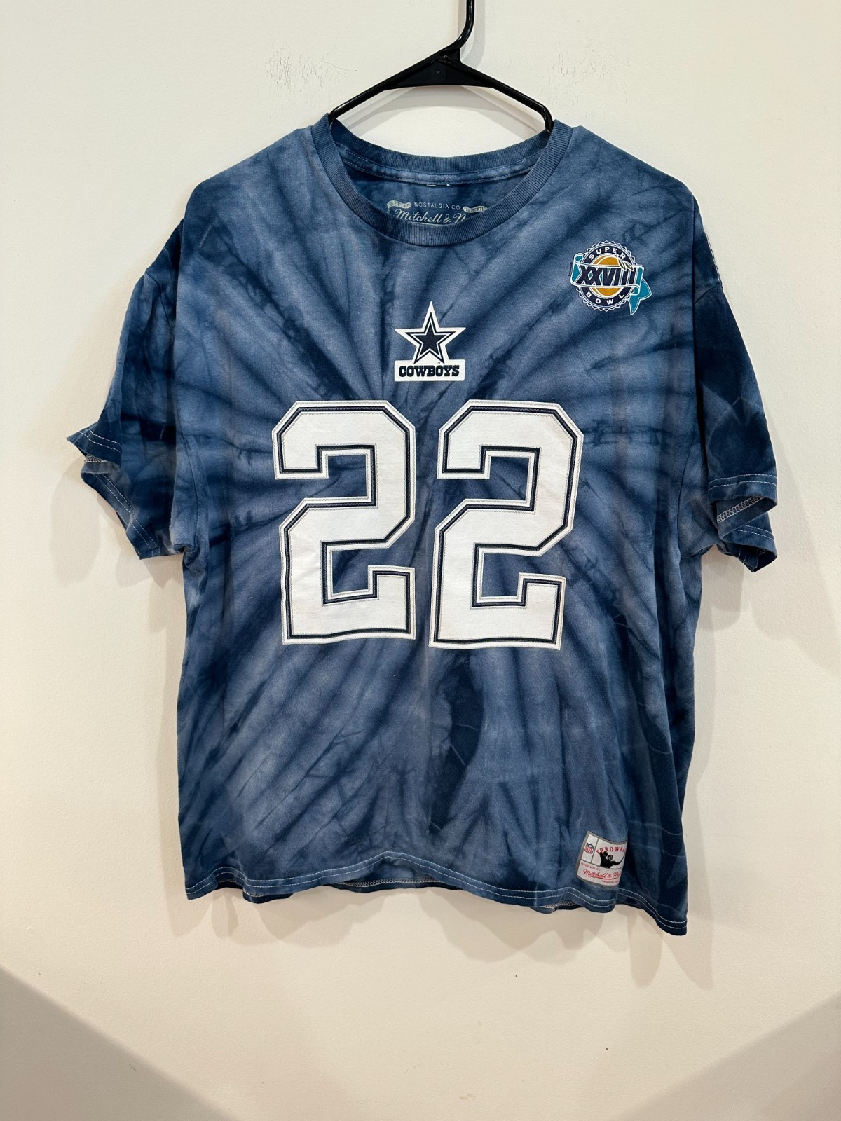 Men\'s XL Emmitt Smith Dallas Cowboys Tie-Dye Super Bowl XXVIII Mitchell and Ness