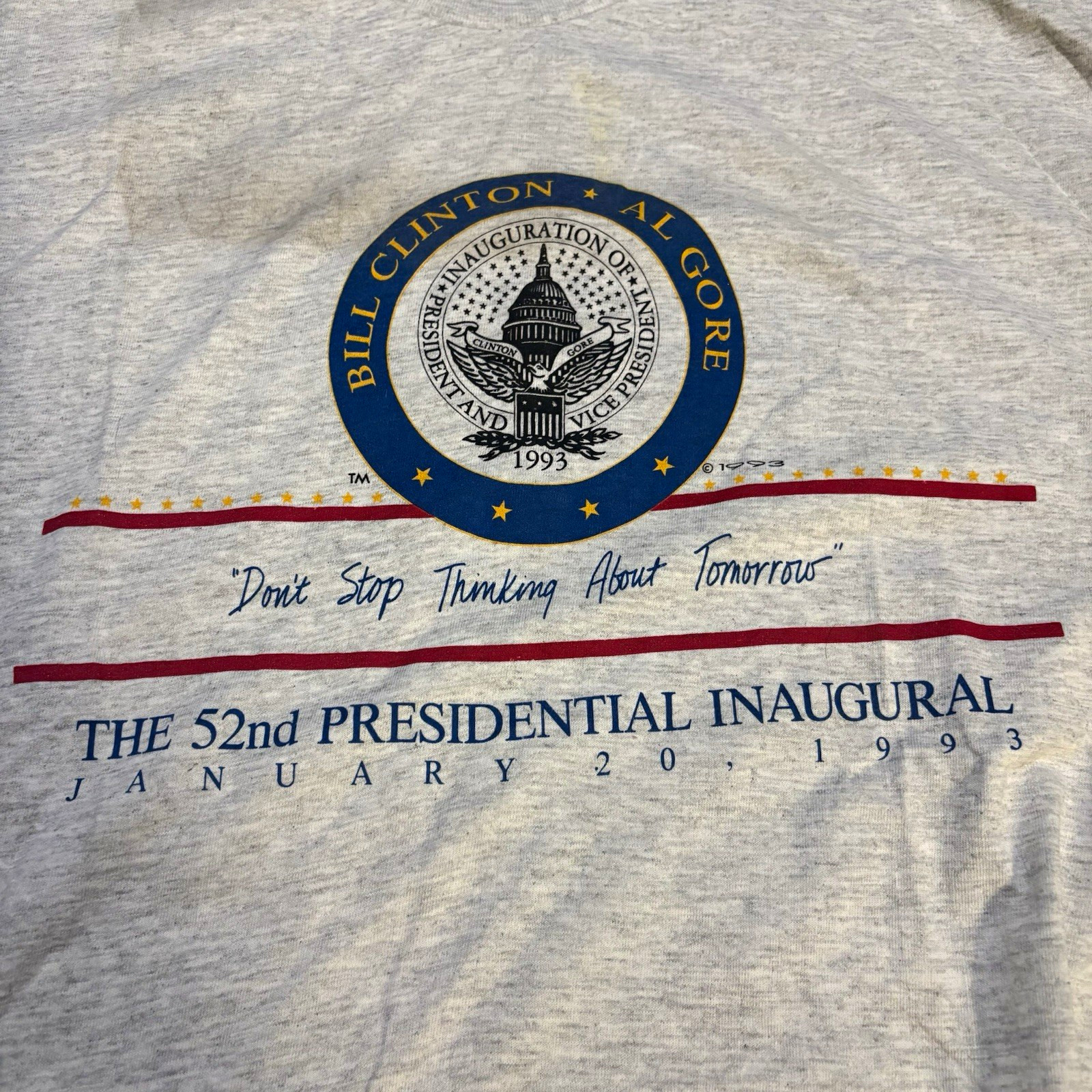 Vintage 1993 Clinton / Gore Inaugural Tee Gray Men’s XL