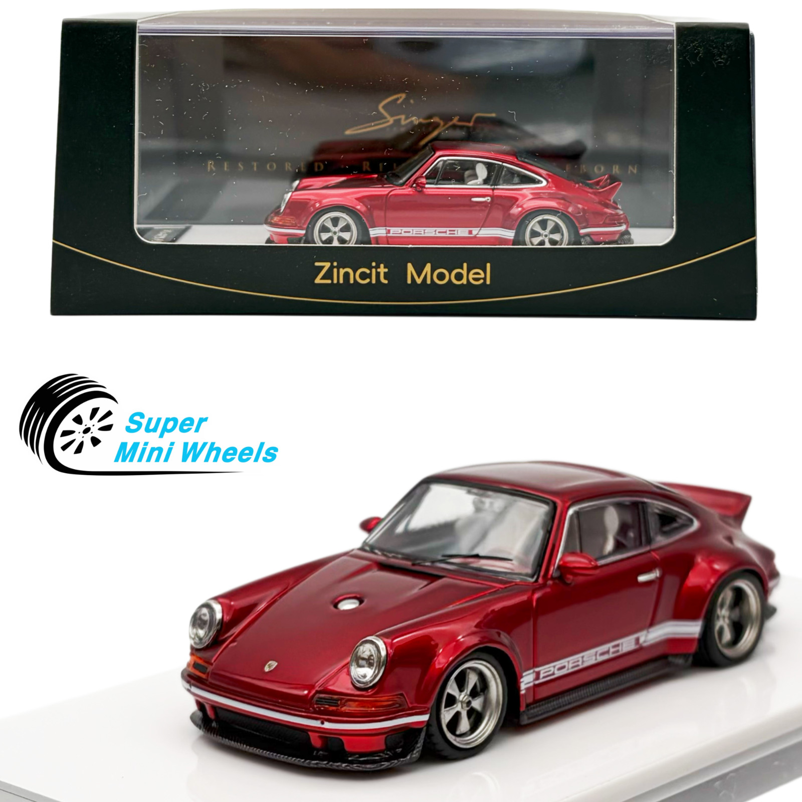 Zincit Model 1:64 Porsche 911 Singer DLS Red Diecast Model