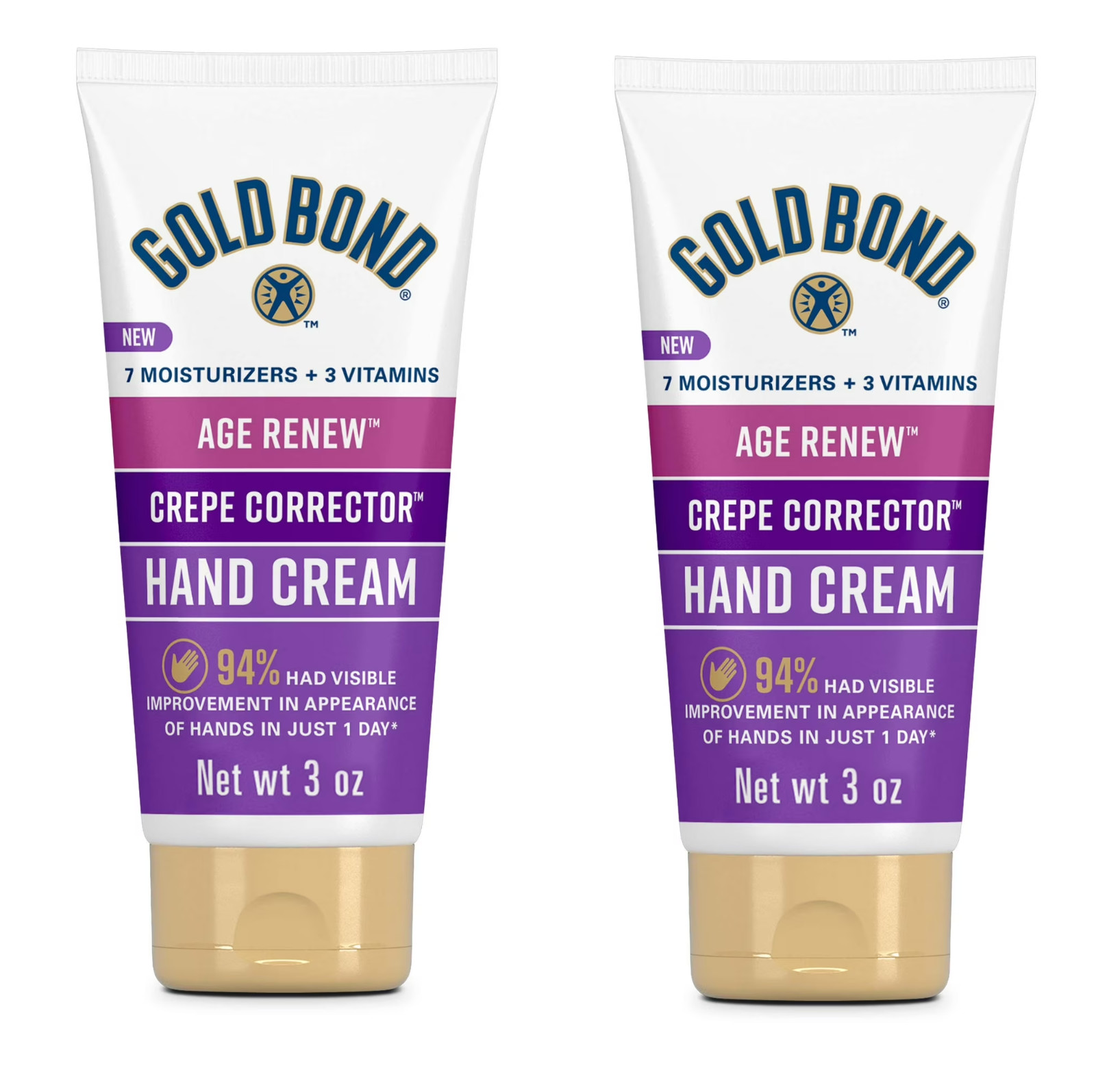 Gold Bond Age Renew Crepe Corrector Hand Cream, Replenishing & Smoothing, 2Pack