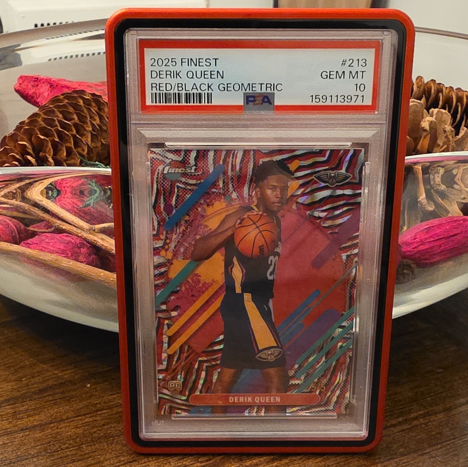 POP 1 Topps 2025 Finest Derik Queen Rare Red/Black Geometric #213 RC PSA 10 5/5