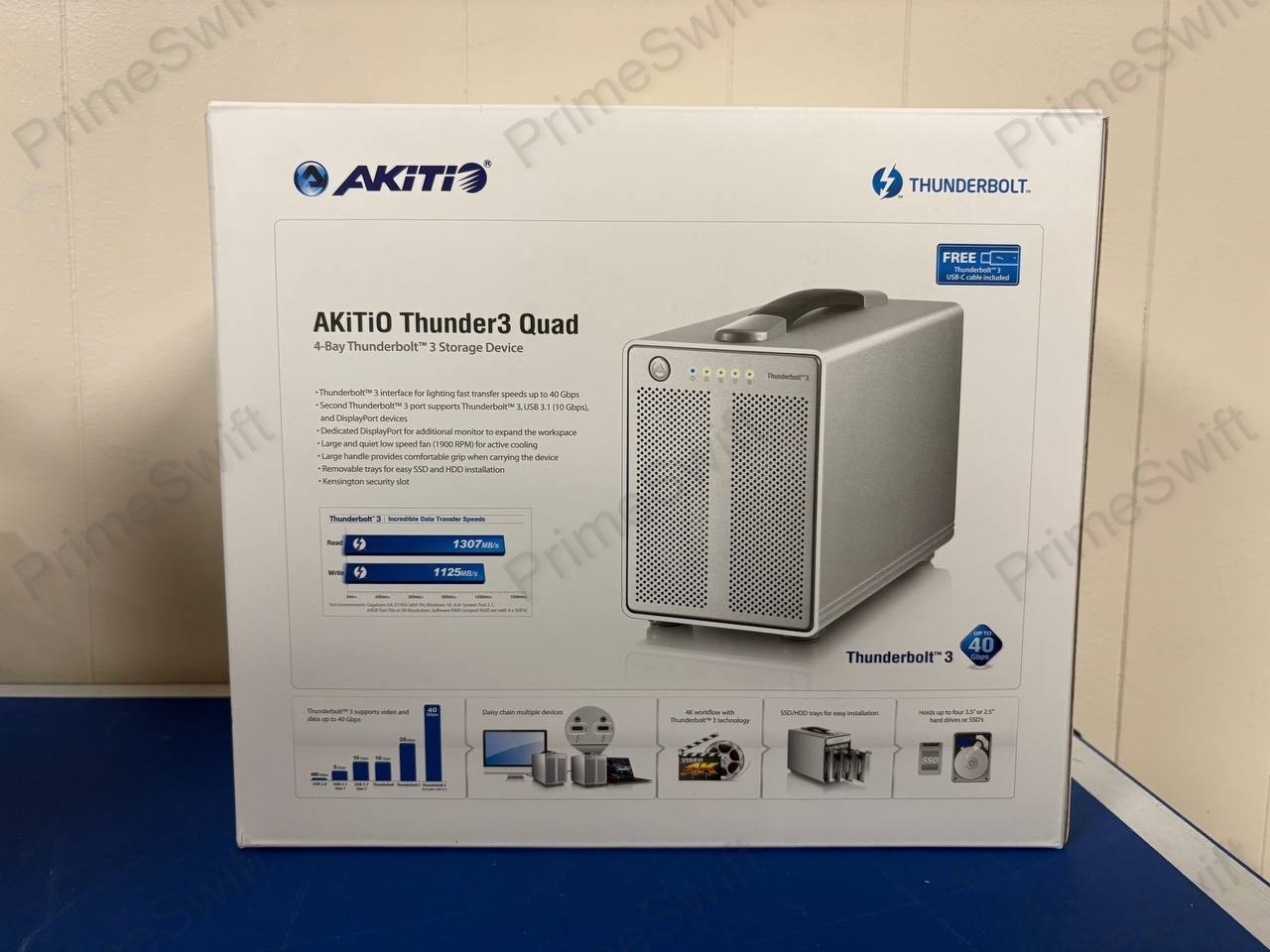 AKiTiO Thunder3 Quad 4-Bay Thunderbolt 3 Storage Enclosure 40Gbps RAID Brand New