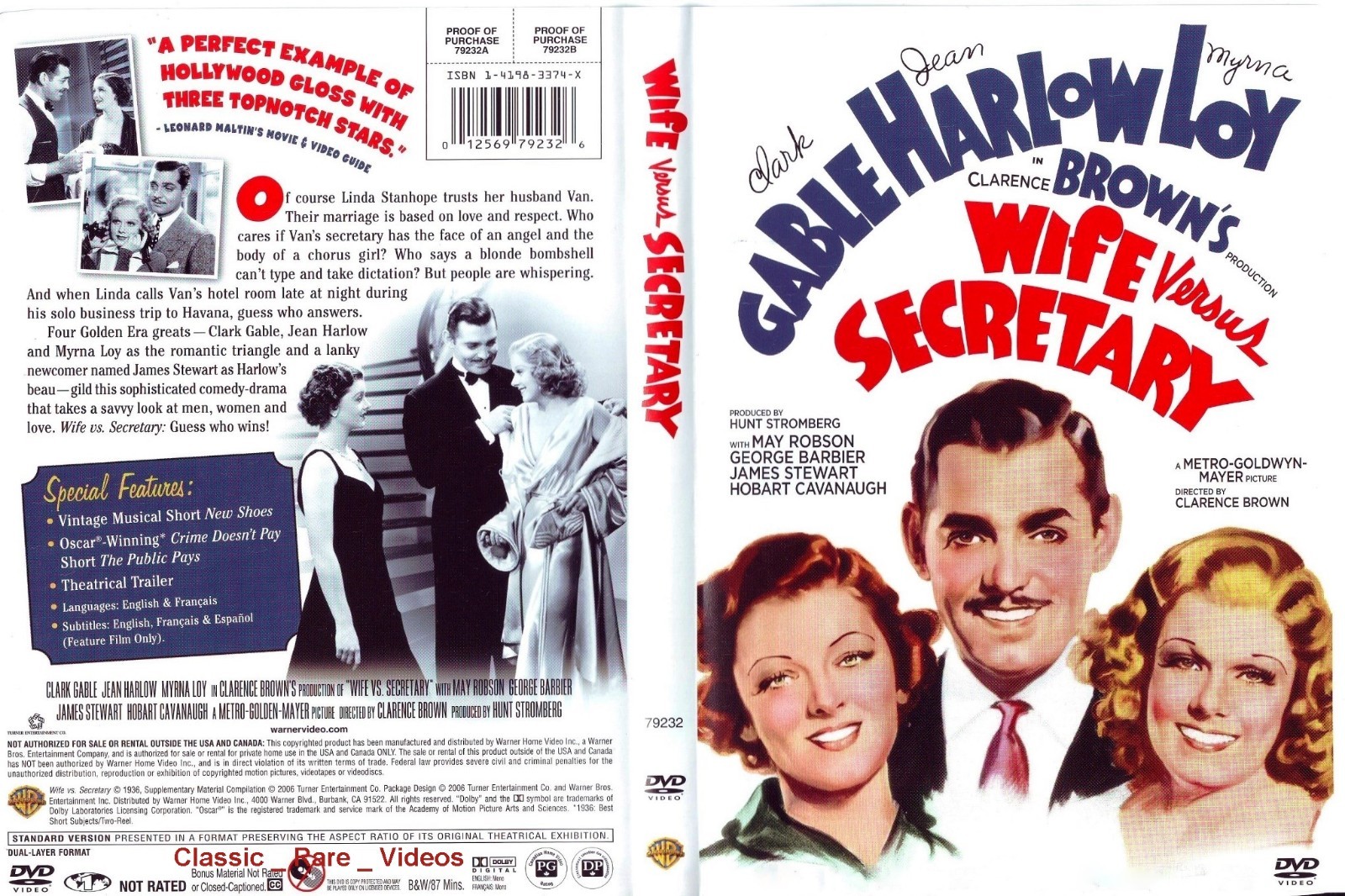 Wife Versus (Vs) Secretary ~ DVD ~ Clark Gable, Jean Harlow (1936)