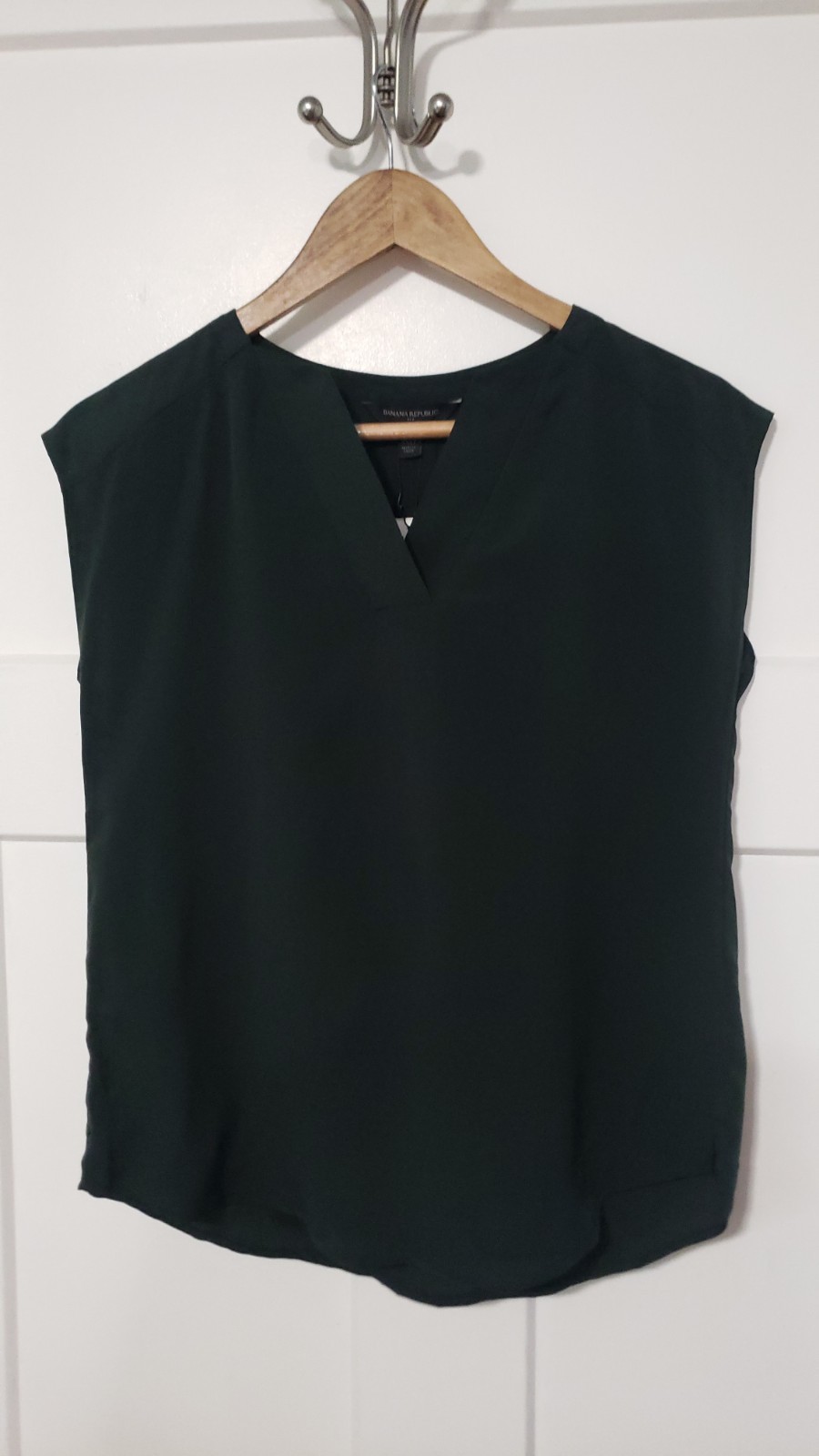 BANANA REPUBLIC BLOUSE Women’s Petite XXS Green SLEEVELESS Preppy Academia New