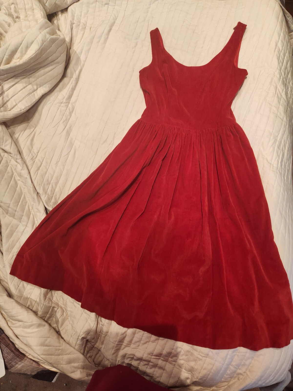 True VTG 1950s Dress RED VELVET Fit and Flare, Rockabilly True VTG 1950s Dress RED VELVET Fit and Flare, Rockabilly