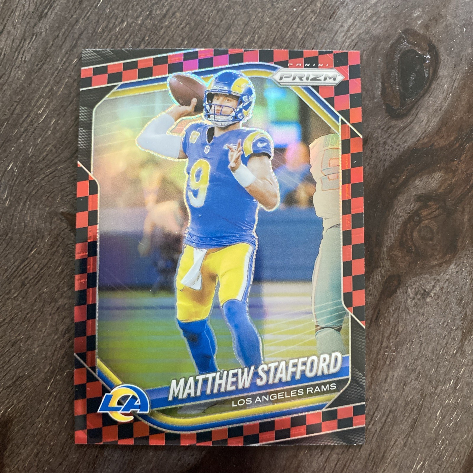 2025 Prizm Football Matthew Stafford Red/Black Checker Prizm #21 Rams SSP 