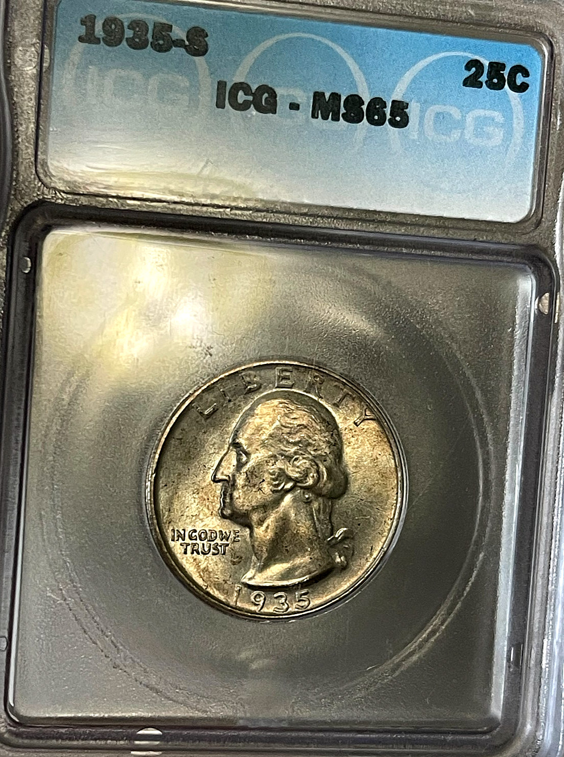 1935-S Washington Quarter ICG MS65-Beautifully Toned GEM