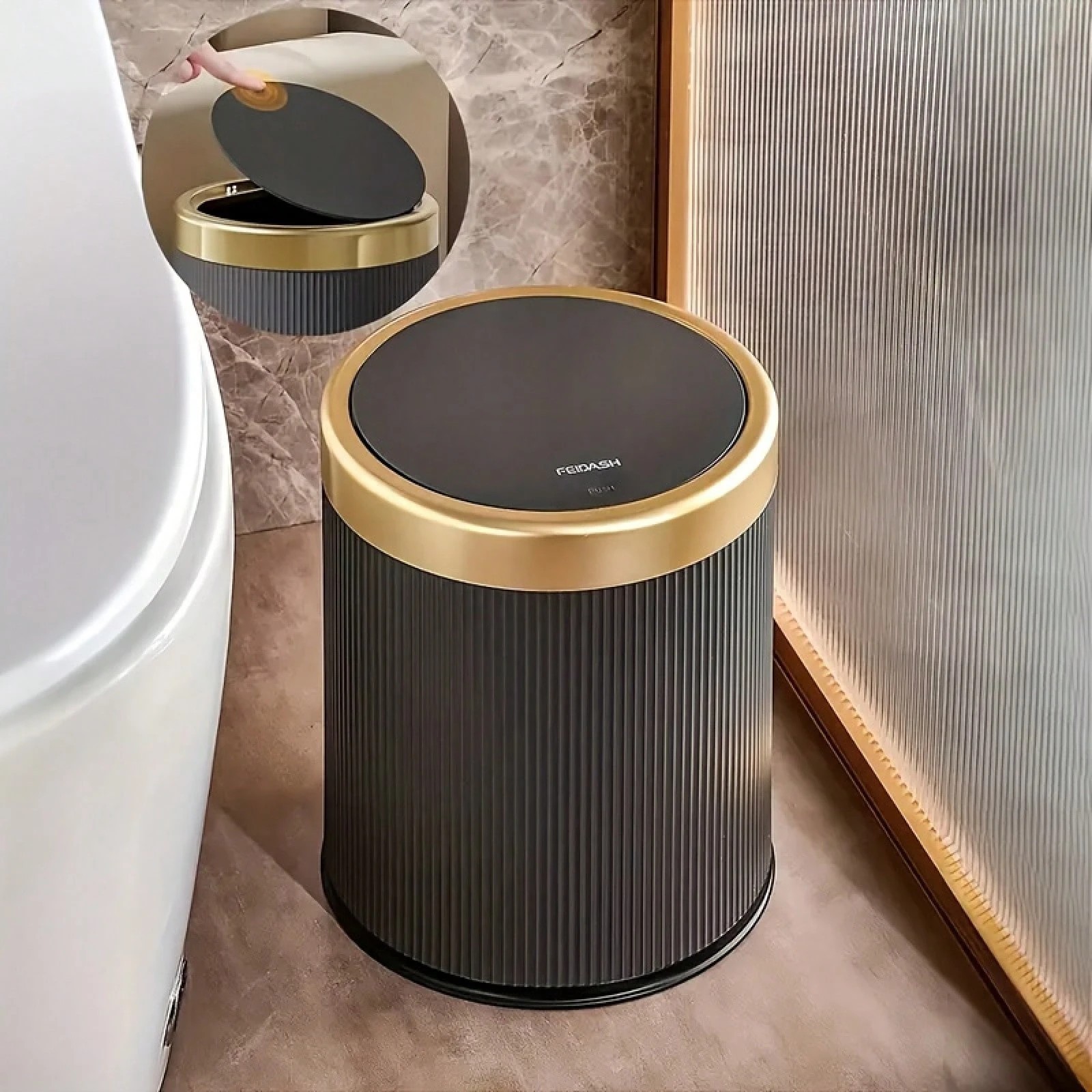 New Senmeo 317 Gallon Push Latch Odor Proof Bathroom Trash Can Dual Inner Bin
