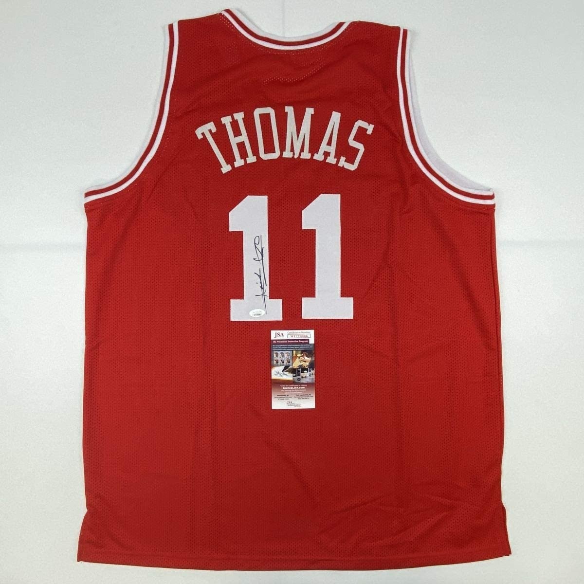 Autographed/Signed Isiah Thomas Indiana Red Basketball Jersey JSA COA Autographed/Signed Isiah Thomas Indiana Red Basketball Jersey JSA COA