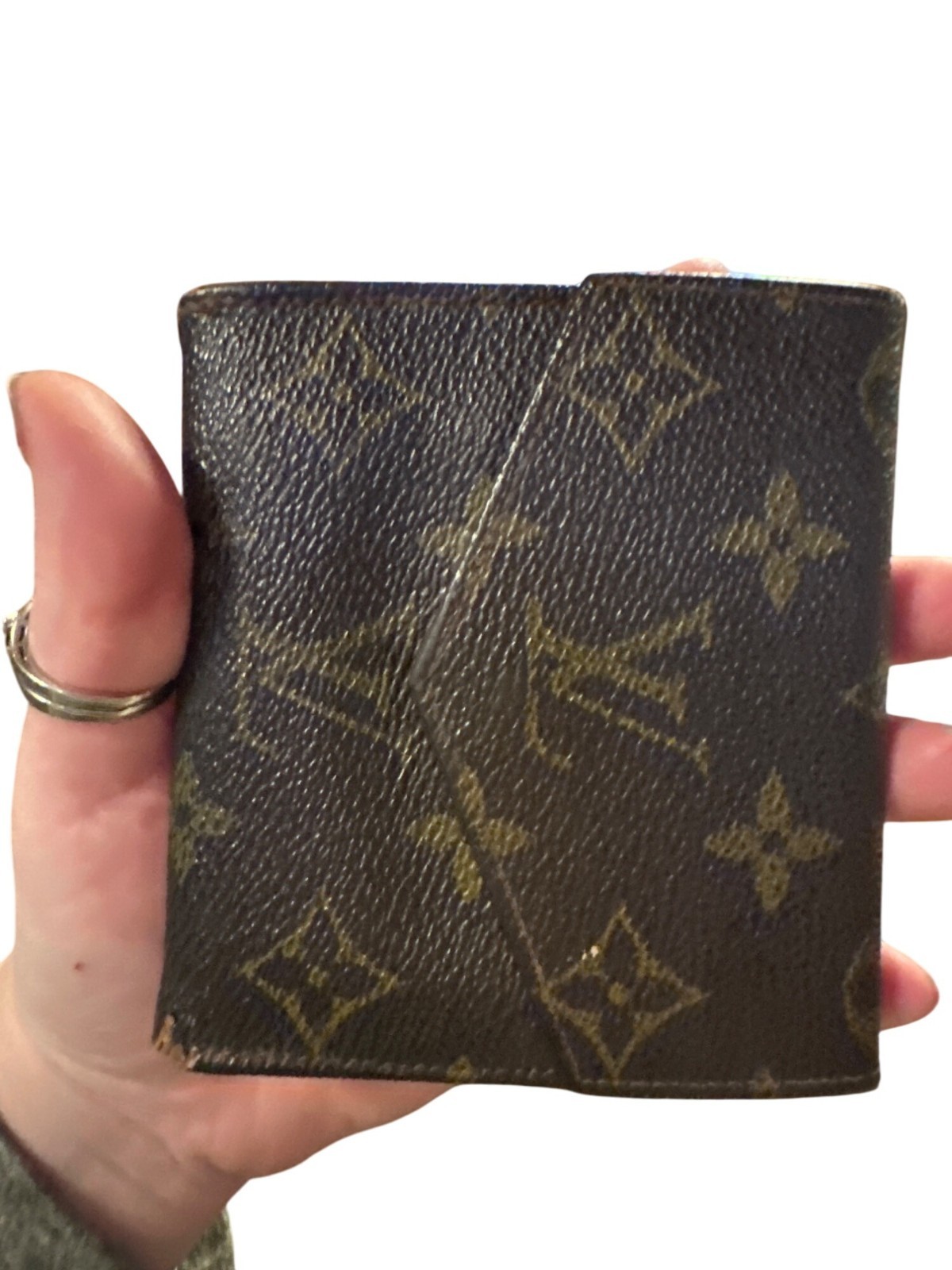 Authentic Louis Vuitton Elise Wallet 1985 Monogram Canvas Snap Closure