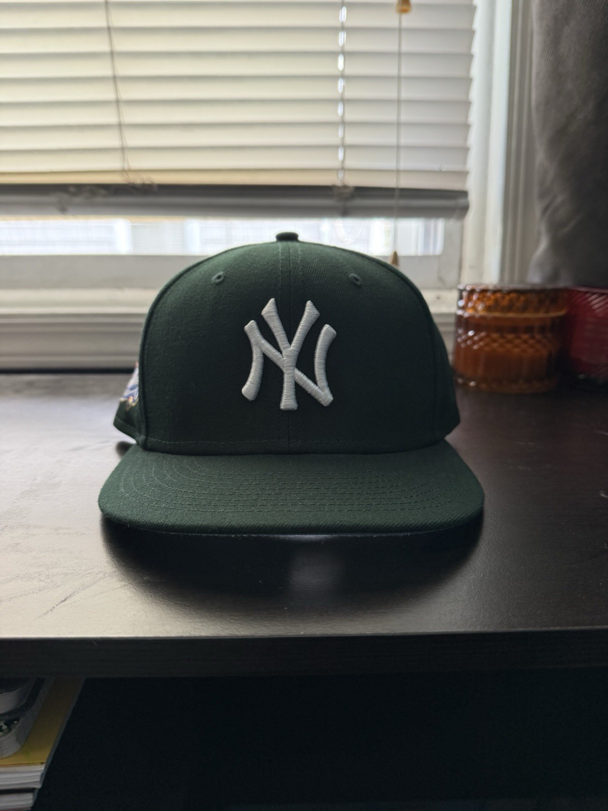Hat Club Exclusive Fitted Green Hat, Blue Brim￼7 5/8