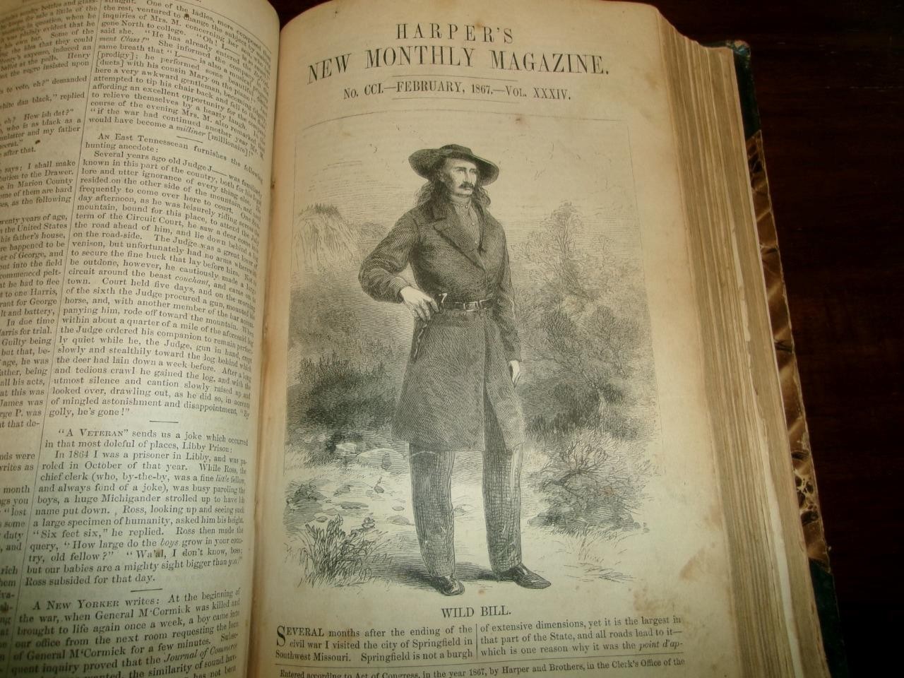 RARE ORIGINAL 1867 WILD BILL HICKOK INTERVIEW GUNFIGHTER OLD WEST, MARK TWAIN