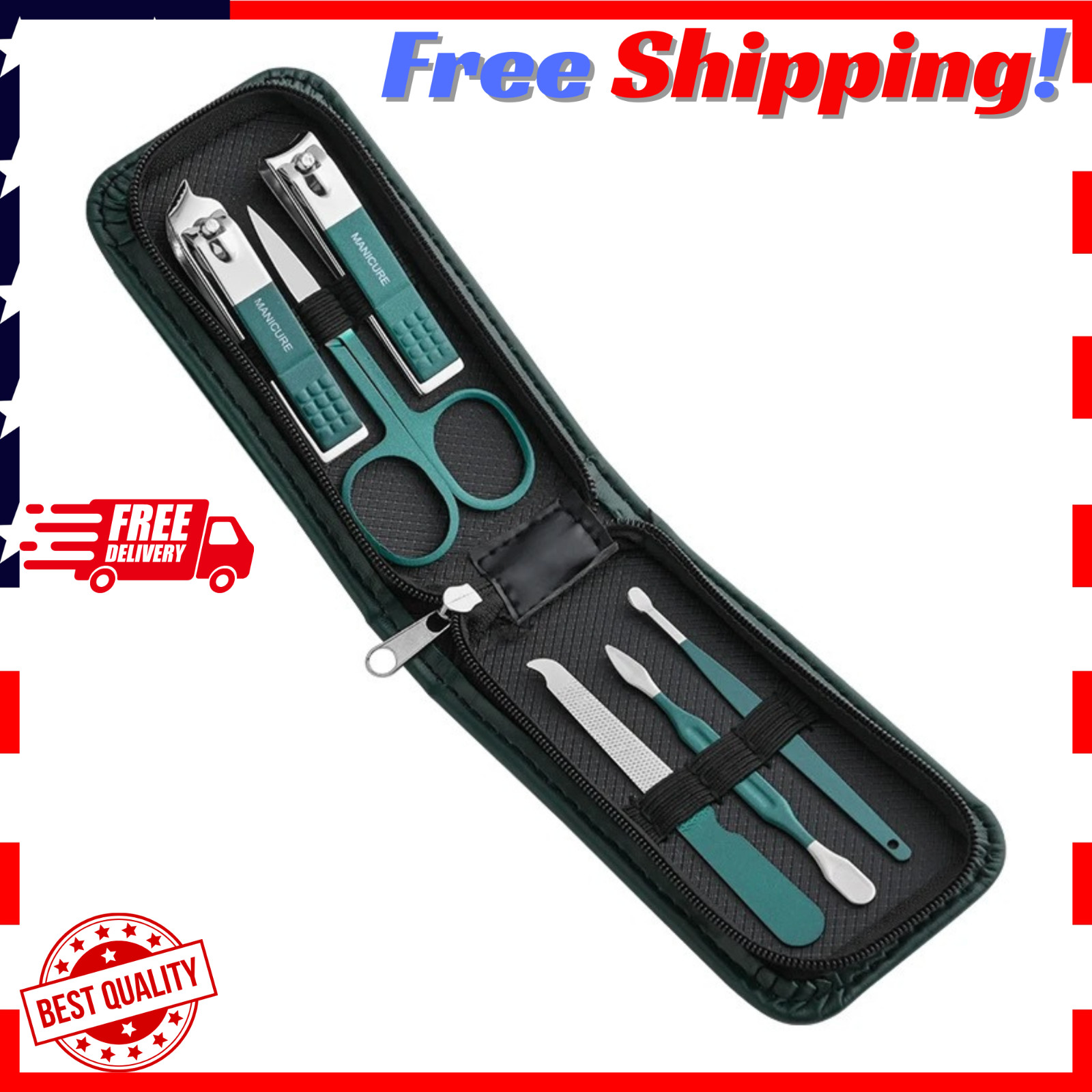6pcs Portable Nail Clippers Set Manicure Scissors Pedicure Grooming Beauty Tool