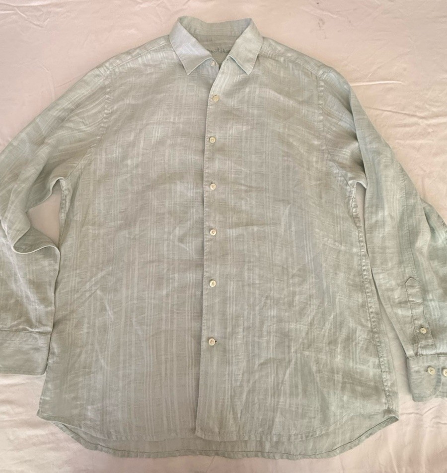 Tommy Bahama Men\'s L Light Blue Linen Lightweight Long Sleeve Button-Up Shirt Tommy Bahama Men\'s L Light Blue Linen Lightweight Long Sleeve Button-Up Shirt