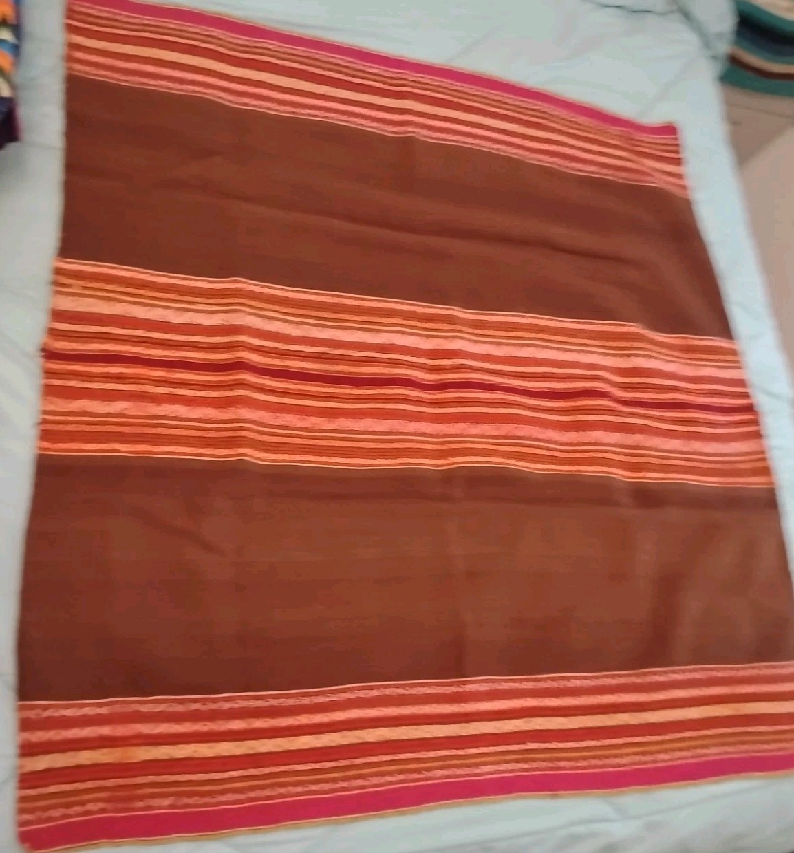 Vintage Traditional Bolivian Aymara Handwoven Manta Wool Textile 38x37in