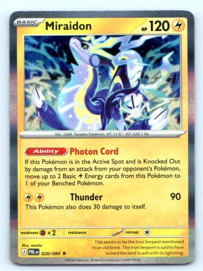 Pokemon TCG ~ Miraidon 028/084 ~ Holo English Near Mint