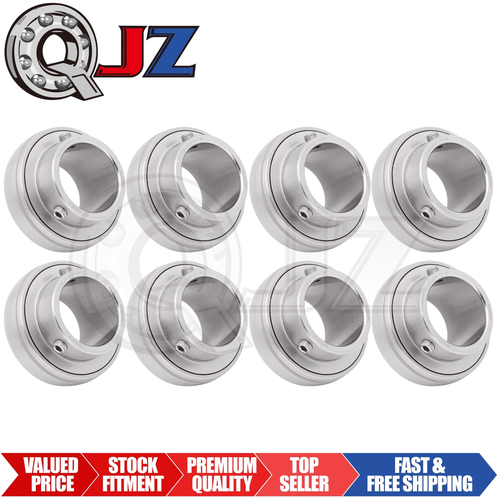 [Qty.8] SUC210-31 Stainless Insert Bearing w/Set-Screw Locking [1-15/16