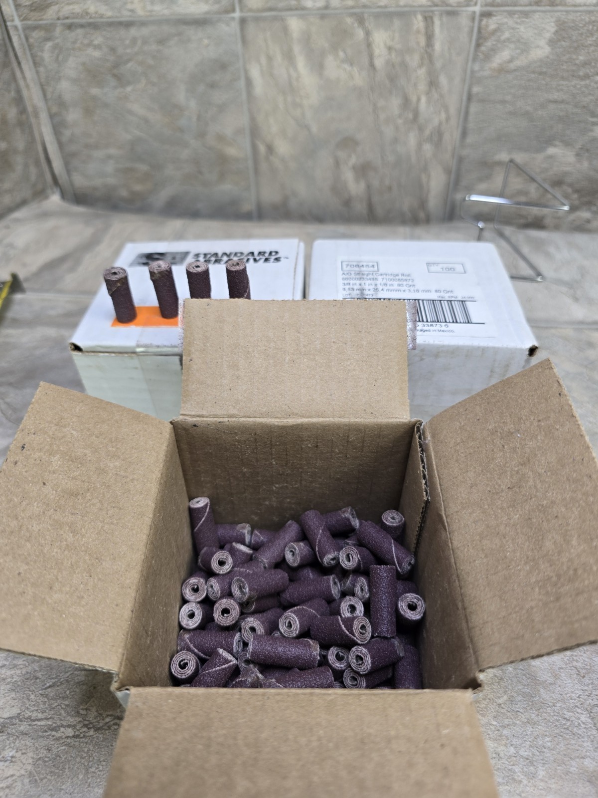 1bx Standard Abrasives 3/8x 1 x 1/8” Straight Cartridge Rolls 80 Grit/Box of 100